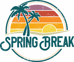 Fototapeta na wymiar Spring Break Tropical Travel Vacation Stamp