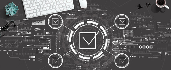 Checklist concept with a computer keyboard and a mouse