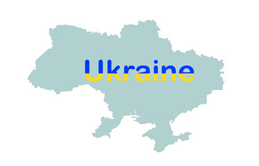 Ukraine Letters with Ukranian Flag and Outline of Ukraine. Vector Illustration.
