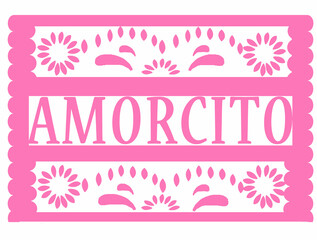Papel picado rosa de amorcito.
