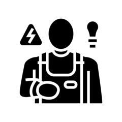 electrician worker glyph icon vector. electrician worker sign. isolated contour symbol black illustration