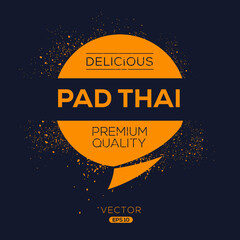 Creative (Pad Thai) logo, Pad Thai sticker, vector illustration.