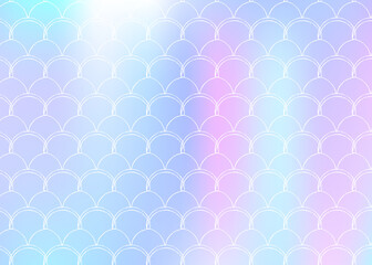 Holographic mermaid background with gradient scales.