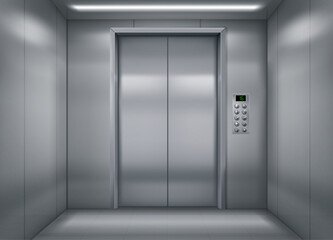 Inside an empty elevator car vector Illustration - obrazy, fototapety, plakaty