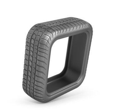 Car tire without brand in form of rectangle on a white background. 3d illustration