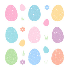 Easter pastel eggs collection concept in flat style. Cute vector illustration isolated on a white background. 