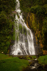 Beautiful photo of a waterfall in the jungle, tropical forest, river. away from the waterfall. Colombia