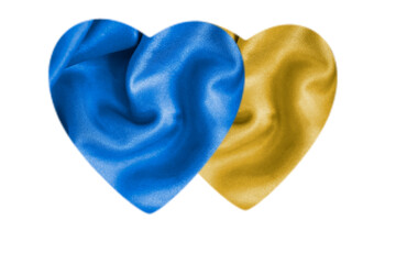 Fototapeta premium flag Ukraine silk background heart shape
