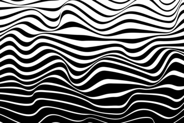 Simple wavy background. Vector illustration of stripes with optical illusion, op art.