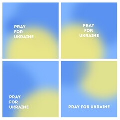 Pray for Ukraine. No war. Blue-yellow background gradient. Ukrainian flag. Social media template. Vector illustration
