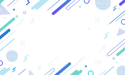 【青・水色系】幾何学模様背景・メンフィスのフレームパターン素材	