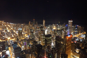 Obraz premium Cityscape Skyscrapers Skyline of Chicago at Night