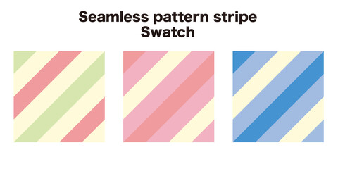 シンプルな斜め縞々ストライプの背景　シームレスパターンセット　スウォッチ　バックグラウンド　