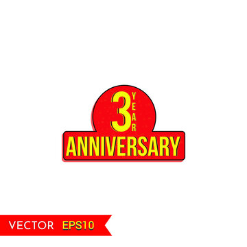 3 years anniversary vector icon, 3rd year anniversary vector label,Creative celebration views typography design badges.abstract promotion graphic elements vector illustration.