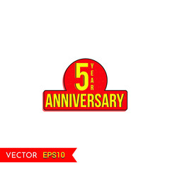 5 years anniversary vector icon, 5th year anniversary vector label,Creative celebration views typography design badges.abstract promotion graphic elements vector illustration.