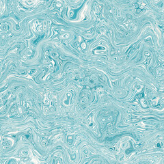 Aegean teal mottled swirl marble nautical texture background. Summer coastal living style home decor. Liquid fluid blue water flow effect dyed textile seamless pattern.