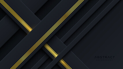 Abstract dark background with diagonal golden lines