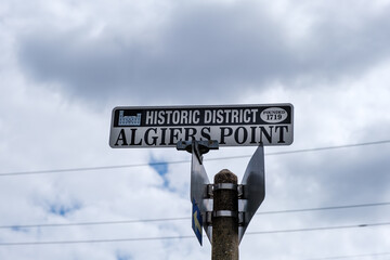 Algiers Point Historic District Sign in New Orleans, Louisiana, USA