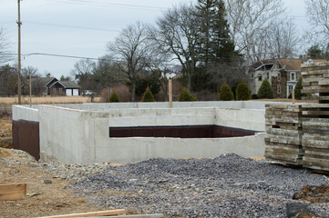 Fototapeta na wymiar foundation for a new house concrete ground