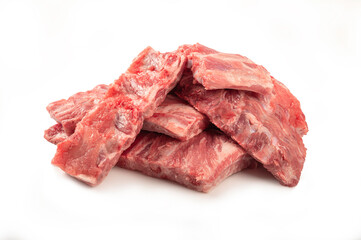 Fresh raw pork bone isolated on white 