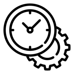 work time with cog and clock icon illustration
