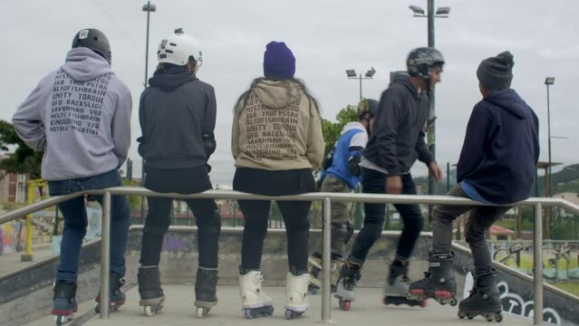 group of rollerbladers enjoying their time