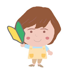 女性　エプロン　介護士　イラスト素材