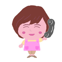 女性　エプロン　保育士　イラスト素材