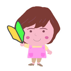 女性　エプロン　保育士　イラスト素材