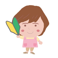 女性　エプロン　保育士　イラスト素材