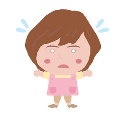 女性　エプロン　保育士　イラスト素材