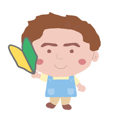 男性　エプロン　保育士　イラスト素材