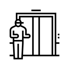 elevator in building line icon vector. elevator in building sign. isolated contour symbol black illustration