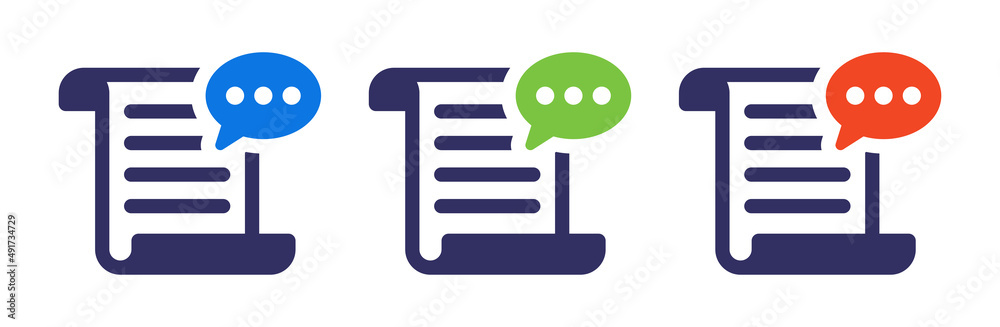 Poster document paper with speech bubble icon set. information concept
