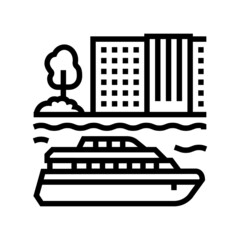 passenger cruise ship liner line icon vector. passenger cruise ship liner sign. isolated contour symbol black illustration