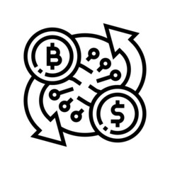 exchange cryptocurrency line icon vector. exchange cryptocurrency sign. isolated contour symbol black illustration