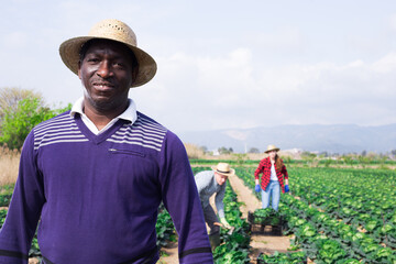 Portrait of confident male farmer on the field