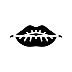 lip facial glyph icon vector. lip facial sign. isolated contour symbol black illustration