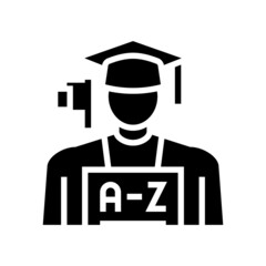 student english glyph icon vector. student english sign. isolated contour symbol black illustration