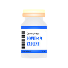 coronavirus vaccine bottle isolated on white background