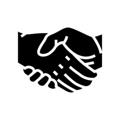 handshake with hand glyph icon vector. handshake with hand sign. isolated contour symbol black illustration