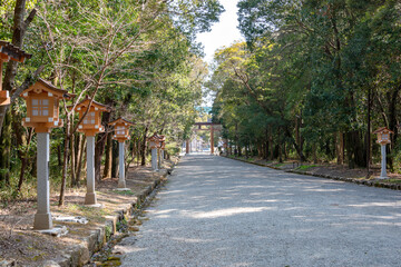Approach to Kashihara shrine in Nara, Japan