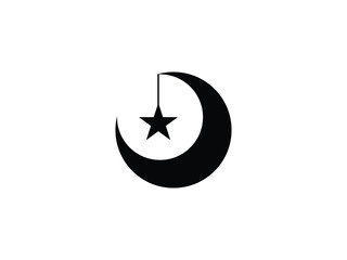 Moon and star Icon Vector illustration. Boho Witch and Magic symbol. mystic art sign, emblem isolated on white background, Flat style. islam islamic muslim religion silhouette