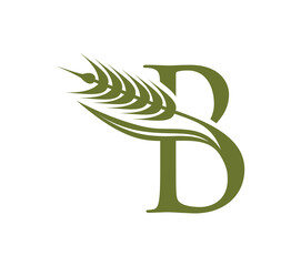 Wheat Grain Monogram Initial Logo Letter B