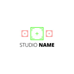 Focus studio logo template design. This logo was created by combining the camera focus icon design and color. This logo is very suitable to be the identity of a brand or business and service