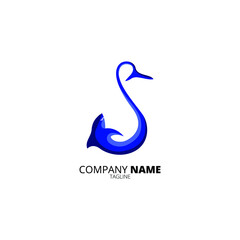 Hook shark logo template design. This logo was created by combining a hook and a shark design. This logo is very suitable to be the identity of a brand or business and services in the fishing