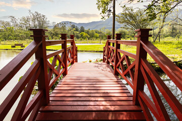 Obraz premium wooden bridge over river