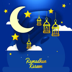 Ramadhan Kareem illustration in paper style 