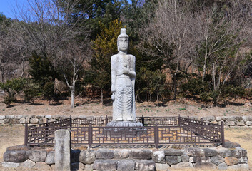 Stone Standing Buddha in Sangnim-ri, Geochang, South Korea. Korean treasure No. 378.