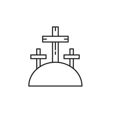 recommend clip art: Three cross hill icon in line art style. Cross symbol. Vector illustration. stock image. 